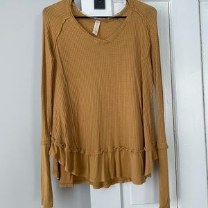 Mustard Waffle knit long Sleeve